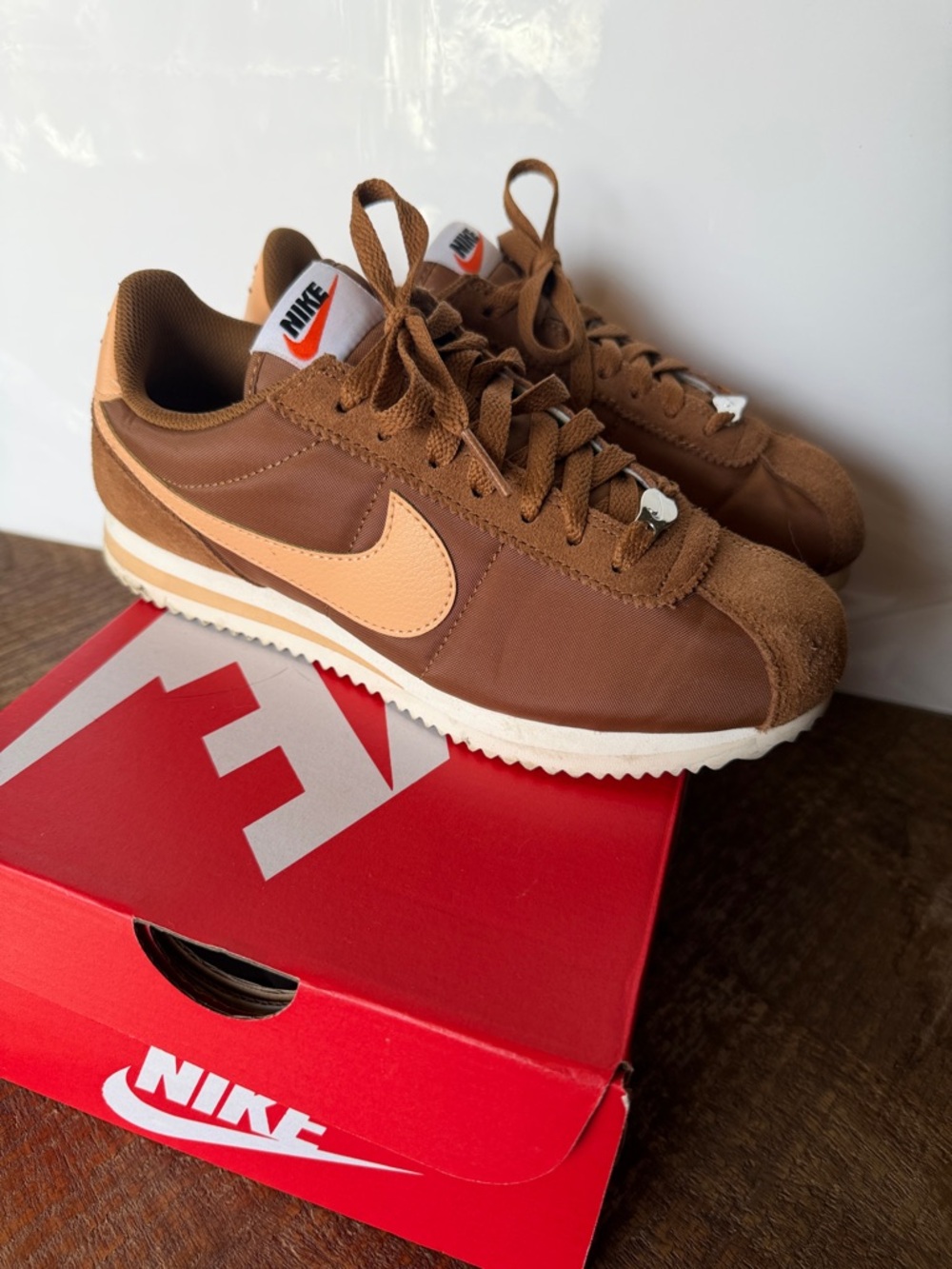 Nike Cortez Low Top Sneaker in Brown and Tan